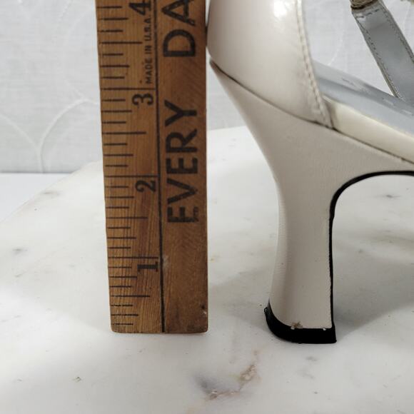 Apostrophe Cate Heels Womens 7.5 White Leather Square Toe Bridal‎ Wedding Party - Picture 16 of 16
